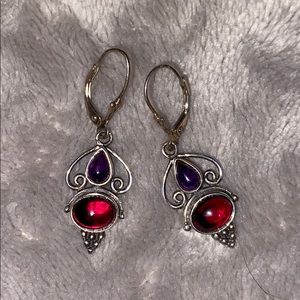 Purple and red earrings